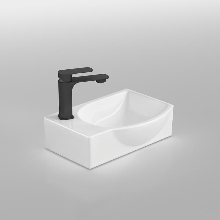 Produktbild Emke Wandwaschbecken 405 x 280 x 140 mm, Rechteckig, Keramik, Rechtes Hahnloch, Strahlend weiss (280 mm, 405 mm)