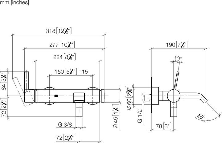Actual product image Dornbracht IMO Mitigeur monocommandé pour bain, montage mural, saillie 190mm, 33200671-33, 33200671-33