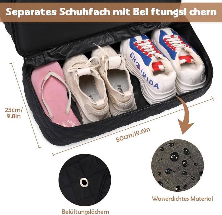 Produktbild Only-Bags.Store Reisetasche Krankenhaustasche Geburt mit Schuhfach Grosser Handgepäckbeutel Seesack mit Kulturbeutel (55 l)