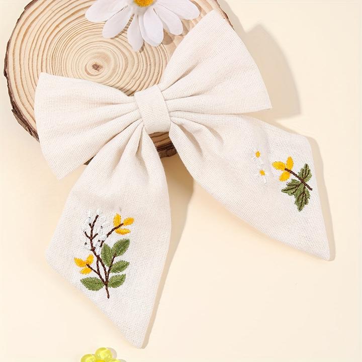 Produktbild Activity Board 1pc niedliche Blume Stickerei Schleife Haarspange, gemischte Farbe, Polyester, Mode (1 Stk.)
