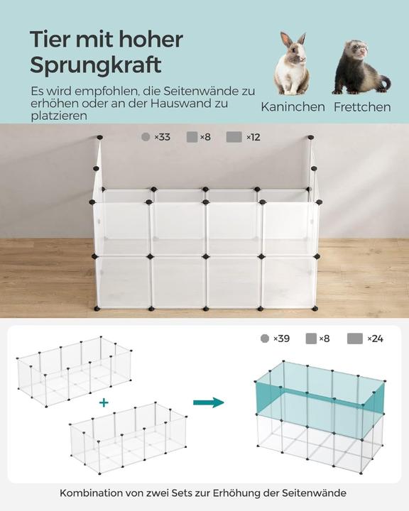Produktbild Songmics Freigehege Kunststoff Laufstall Kleintiere Weiss