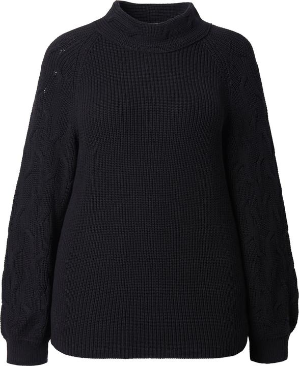 Immagine prodotto Ulla Popken Maglione con trecce, cotone biologico, collo alto e maniche lunghe (50, 52)