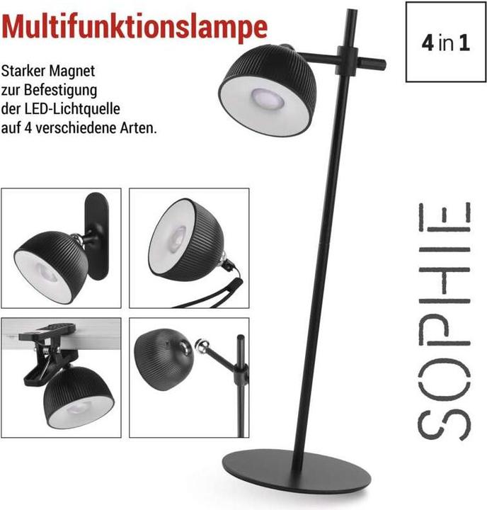 Produktbild Emos LED Schreibtischlampe SOPHIE, wiederaufladbar, schwarz (200 lm)