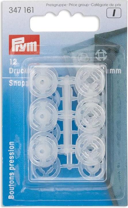 Image du produit Prym Bouton-pression à coudre, transparent 13 mm, carte 12 pcs.