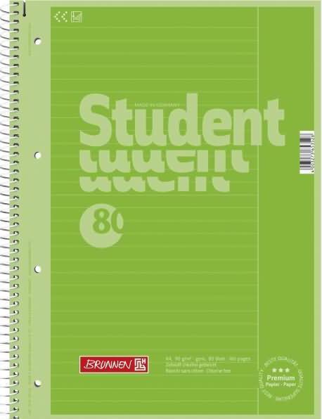 Actual product image Collegiate pad Student Colour Code A4 90g/sqm 80 sheets kiwi ruler size 25 (A4, Lined)