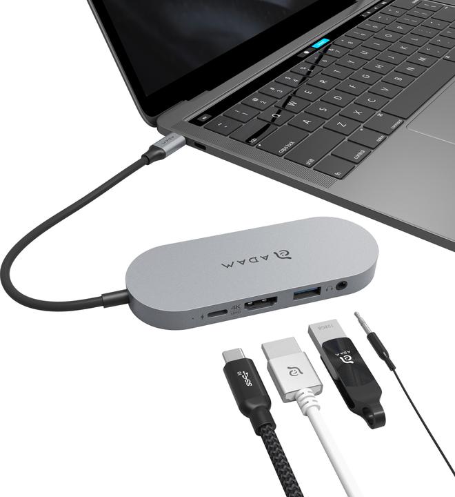 Produktbild Adam Elements CASA Hub S | Grau | USB-C 5-in-1 SSD Storage Hub 240GB (USB-C, 5 Ports)