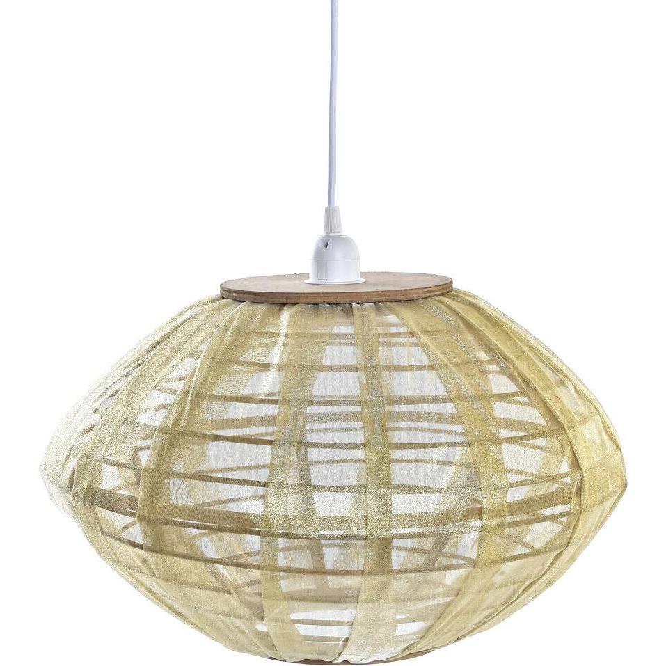 DKD Home Decor, Lampada a sospensione, Ceiling Light Natural Golden Brown Bamboo 50 W (42 x 42 x 26 cm)