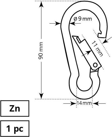 Produktbild Haushalt Mounting Carabiner 9x90 mm Zn 1dd