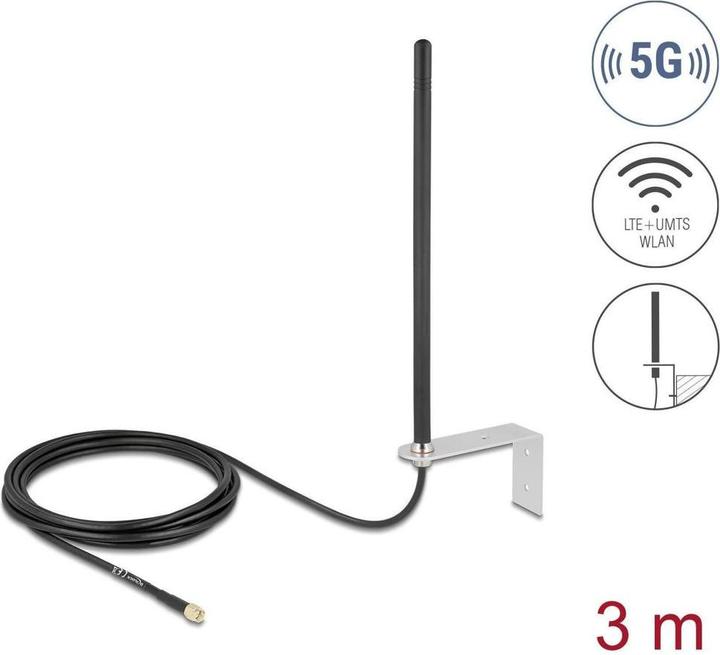 Delock 5G LTE Antenne SMA Stecker 3 - 5 dBi omnidirektional (5G, 4G, 3G, GSM)