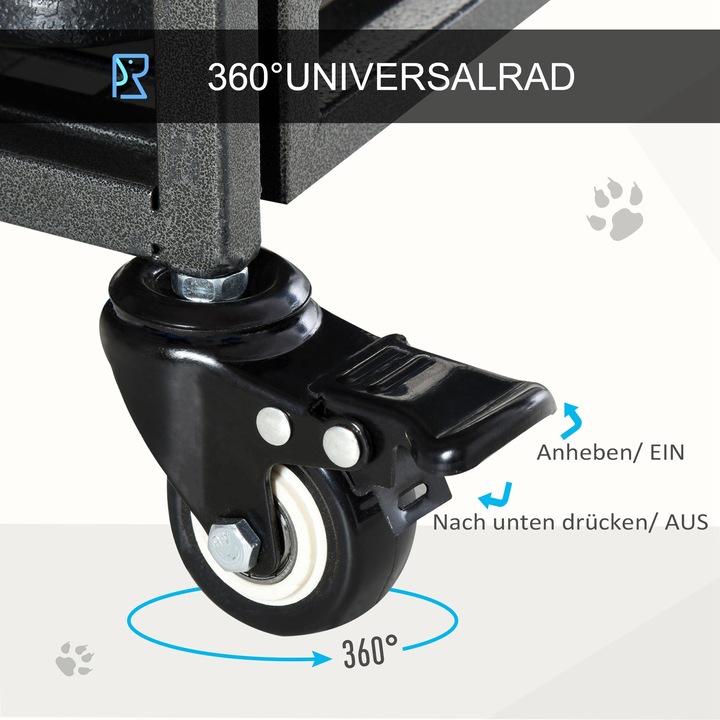Actual product image PawHut Dog transport 4 swivel castors, 2 with brakes, durable materials (Dog, Foldable)