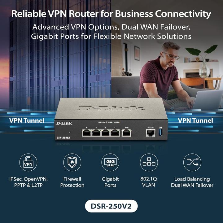 Produktbild D-Link Double-WAN Unified Services VPN Router 1 Gigabit WAN Port 3 Gigabit LAN Ports 1 Configurable