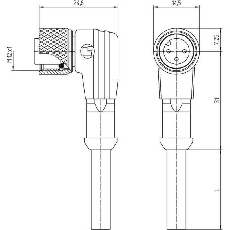 Thumbnail - Lutronic 1078 Sensor-/Aktor-Steckverbinder, konfektioniert M12 Kupplung, gewinke, Elektronikkabel + Stecker, Schwarz