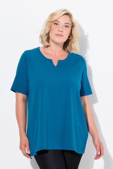 Immagine prodotto Ulla Popken T-shirt dal taglio svasato con scollo a tunica e mezze maniche (42, 44)