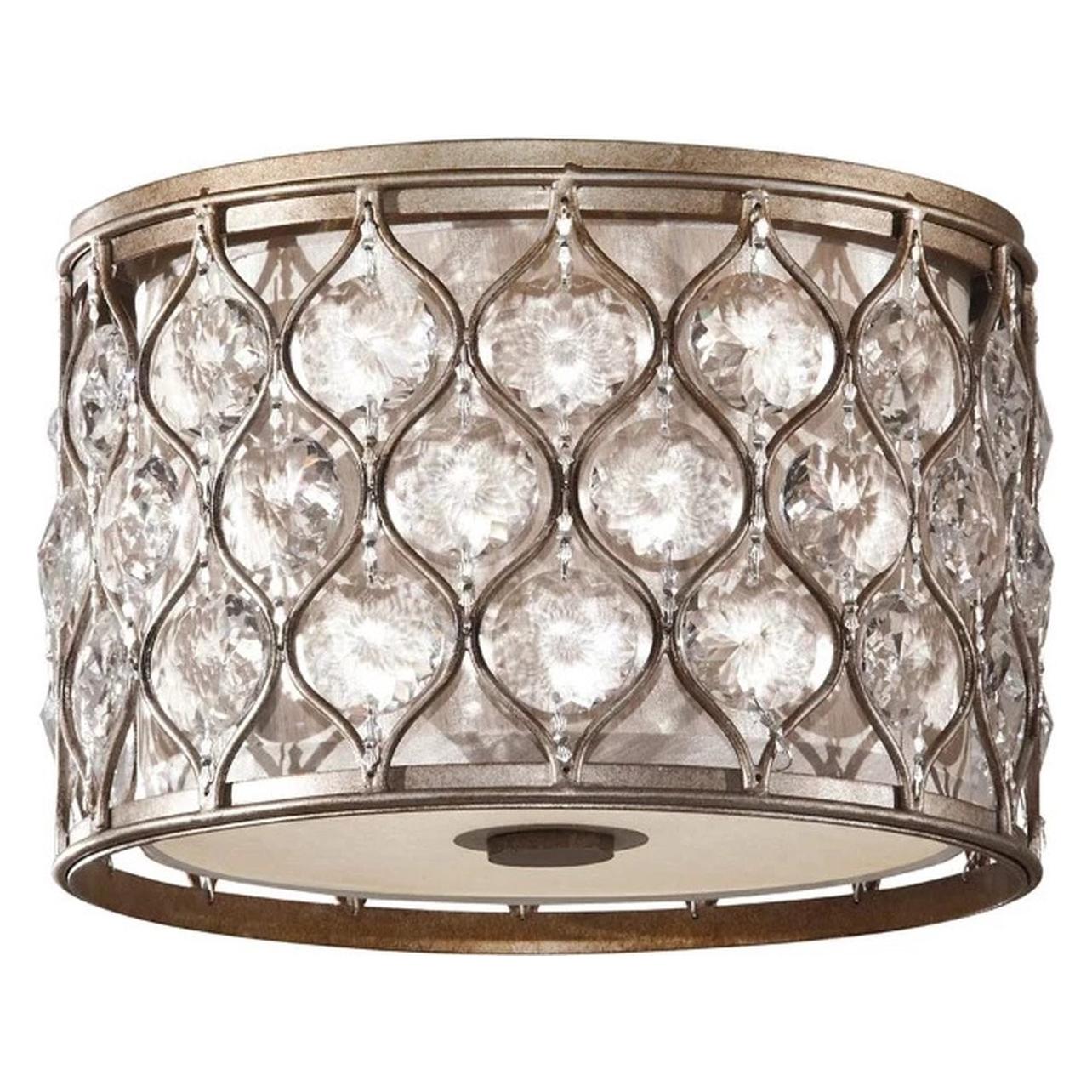 Elstead Lighting, Wandlamp + Plafondlamp, Lucia Plafondlamp E27 2-voudig 21cm Gebrand Zilver (E27)