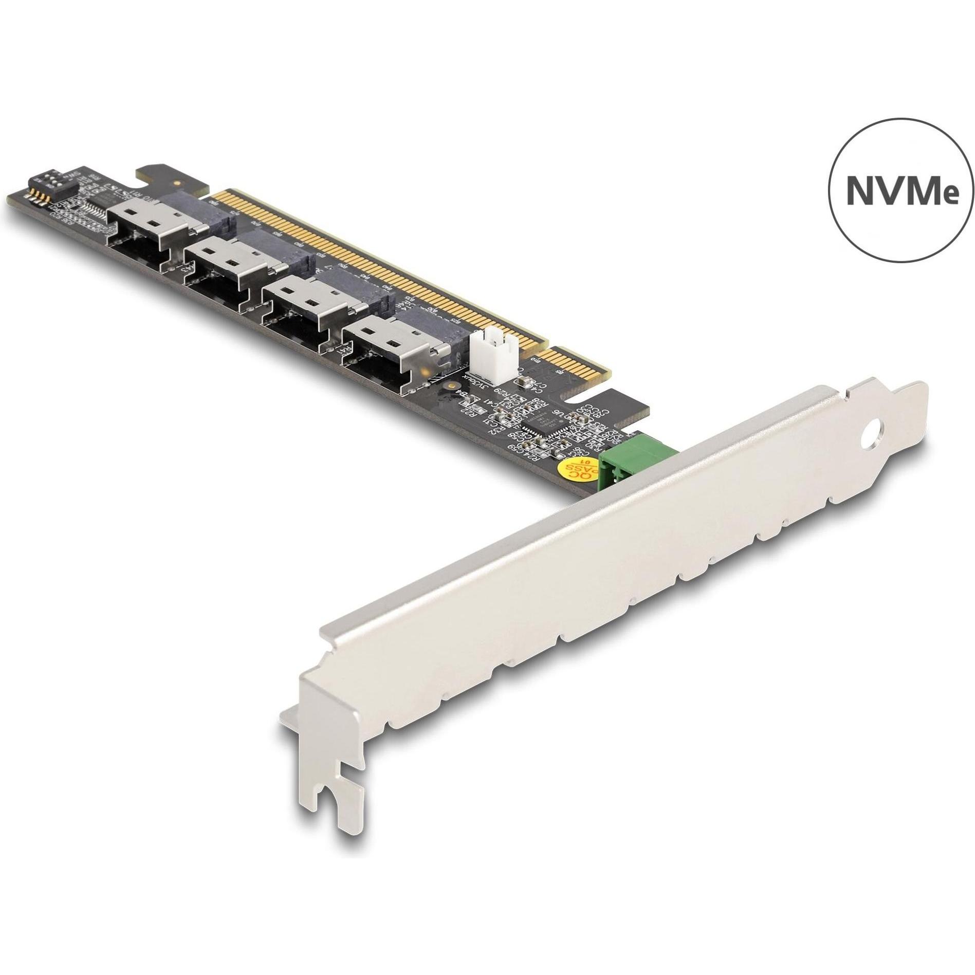 Delock PCI Express x16 Karte zu 4 x intern SFF-8654 4i NVMe, Storage Controller