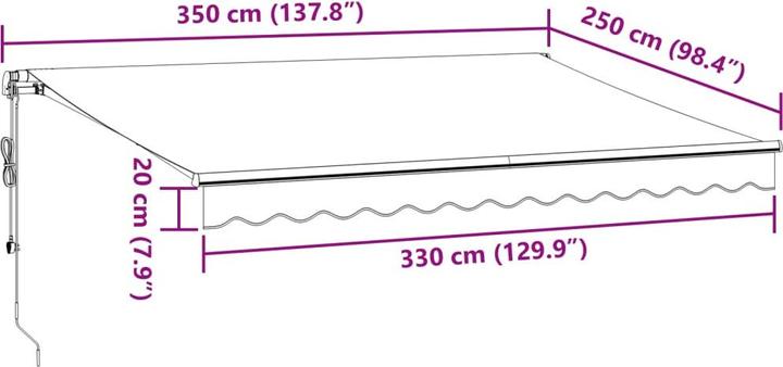Actual product image vidaXL Markise Gelenkarmmarkise Sonnenmarkise Automatisch Braun 350x250cm (3.50 m)