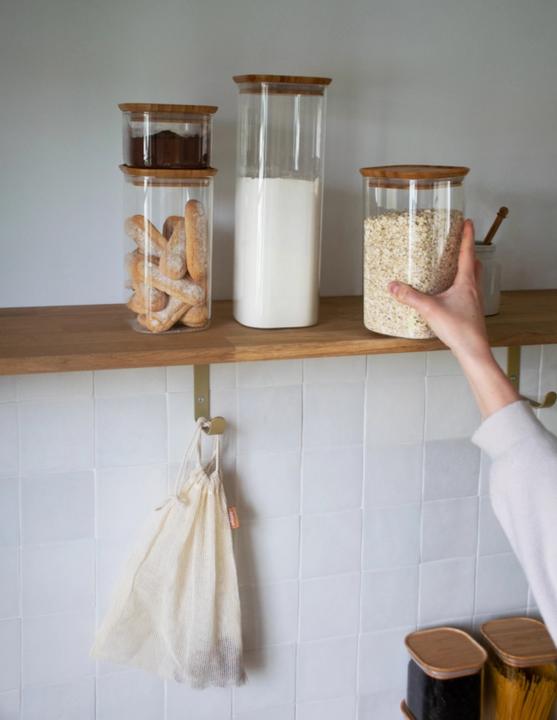 Image du produit Pebbly Bocal avec couvercle en bambou. 0.5l, 11x11x7cm (0.50 l)