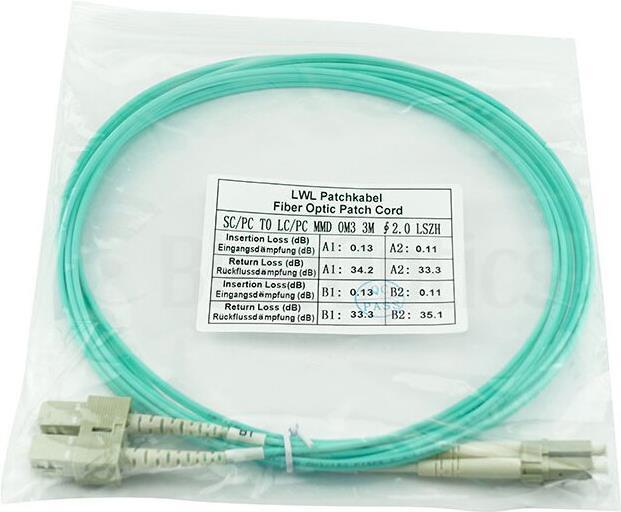 Actual product image BlueOptics Corning 055702K512000002M compatible LC-SC multimode OM3 patch cable 2 metres (2 m)