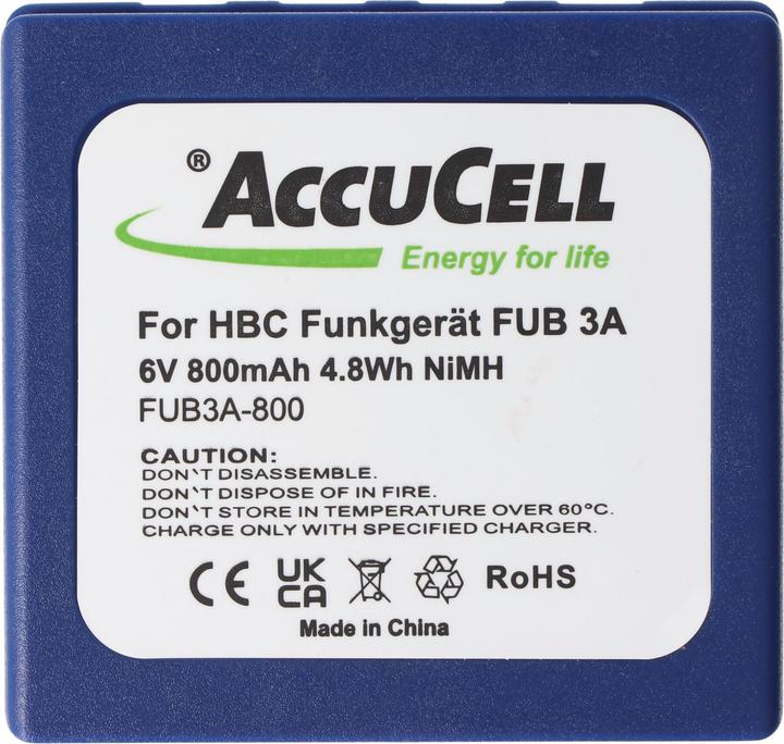 Produktbild AccuCell Akku für HBC Funkgerät FUB 3A, BA203060, BA222060