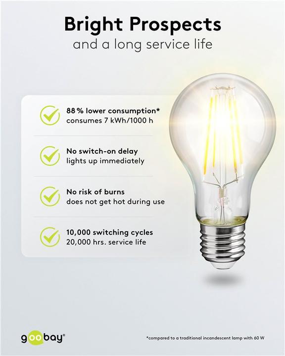 Produktbild Goobay Filament-LED-Birne (E27, 7 W, 806 lm, 1 x, E)
