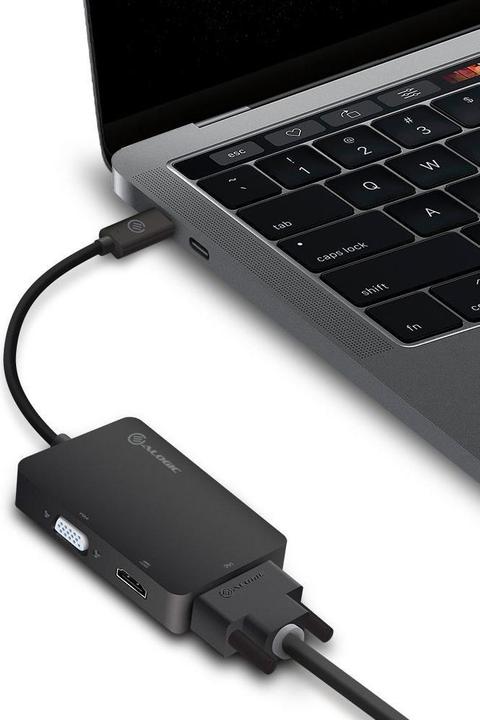 Image du produit Alogic Adaptateur 3-en-1 USB-C to HDMI DVI VGA M/3F noir (USB-C, 1.50 cm)