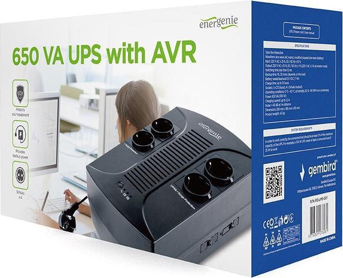 Image du produit Gembird EnerGenie EG-UPS-001 (650 VA, 390 W, Line-interactive Onduleur)