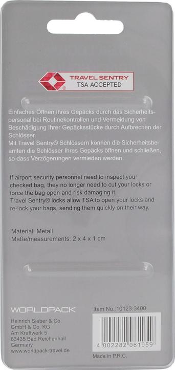 Actual product image Worldpack Travel Accessories TSA padlock 2 cm