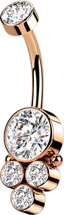 Immagine prodotto Star Piercing Disco in oro rosa a banana con cristallo e quattro cristalli (senza ottone, Acciaio chirurgico 316L)