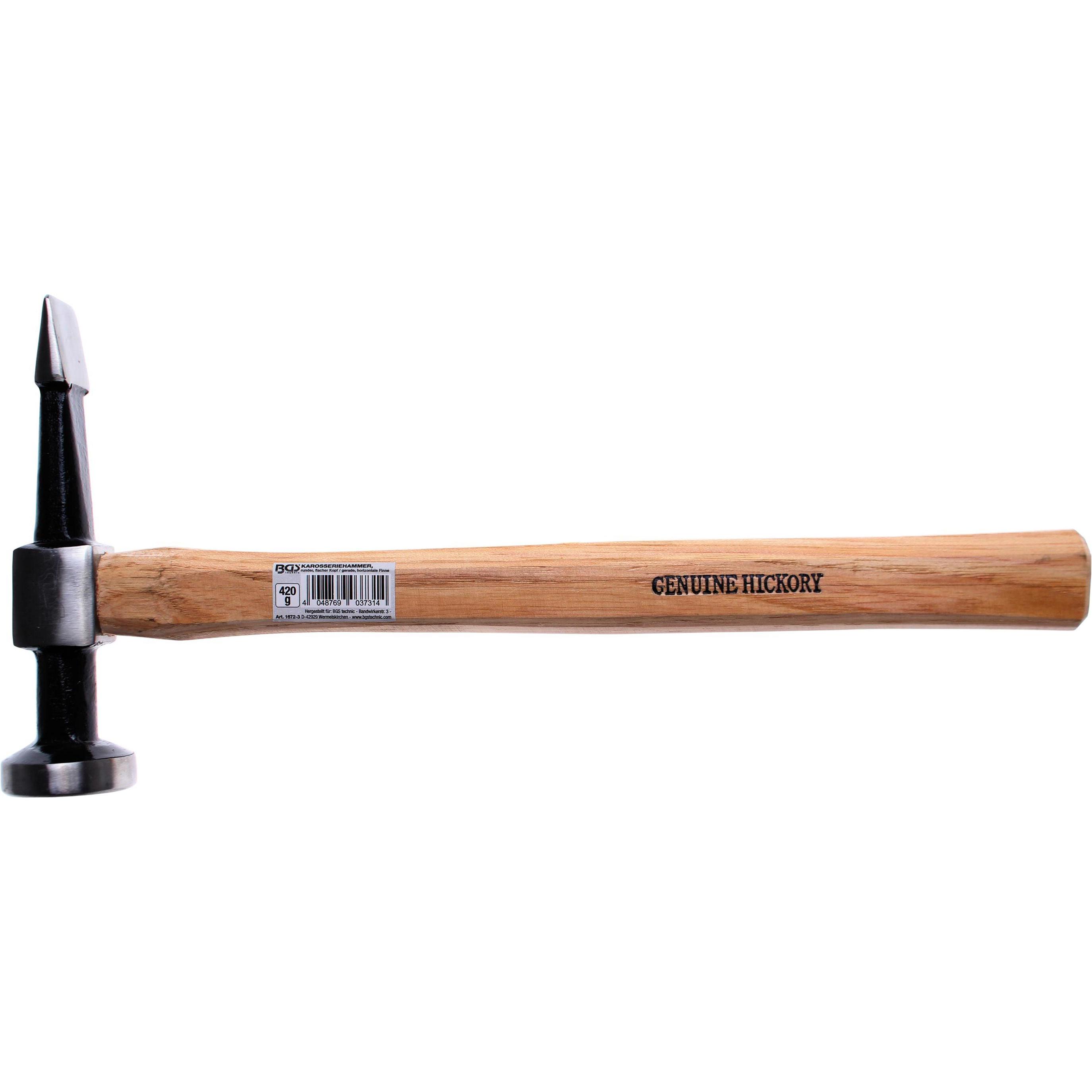 BGS, Hammer, Karosseriehammer runder, flacher Kopf / gerade, horizontale Finne (436 g)