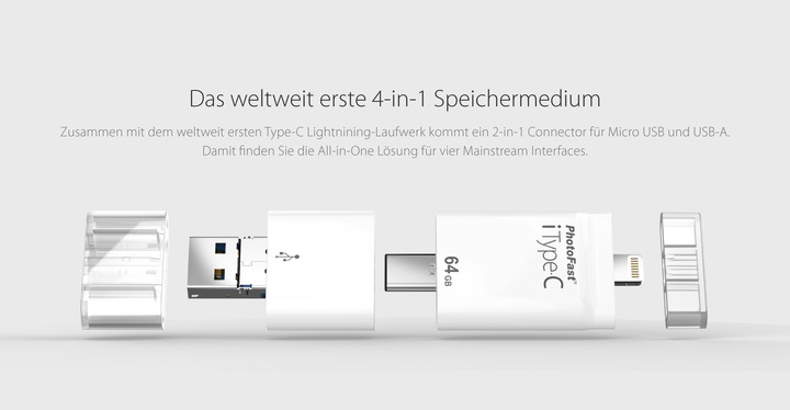 Actual product image PhotoFast iType-C (64 GB, USB-C, Micro USB, Lightning, USB 3.1)