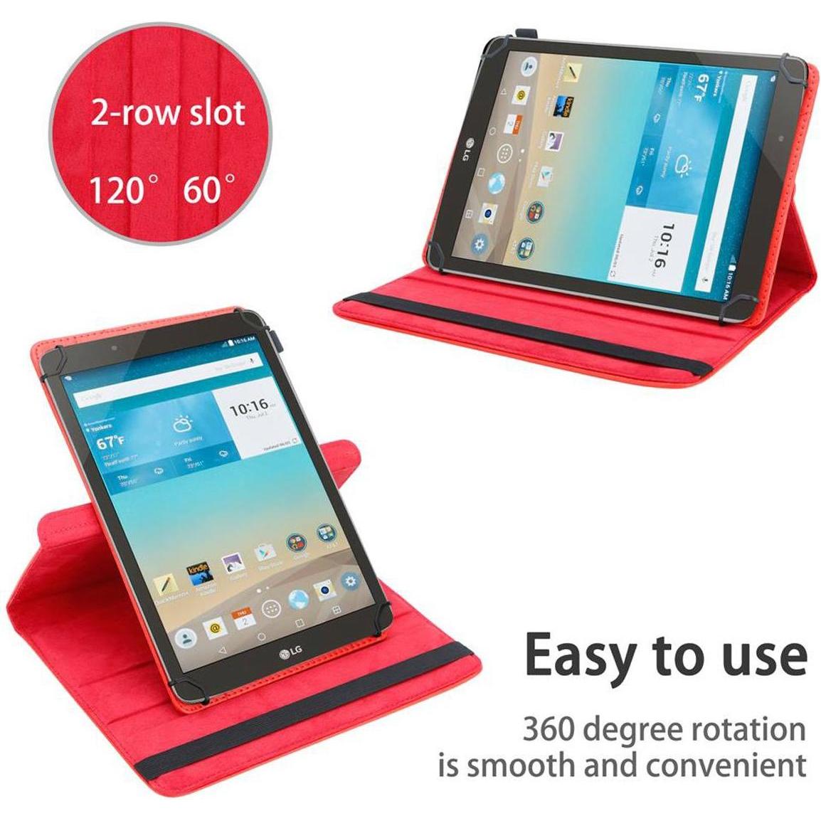 Thumbnail - Cadorabo Tablet Hülle Universal 360 (LG G Pad F), Tablet Hülle, Rot