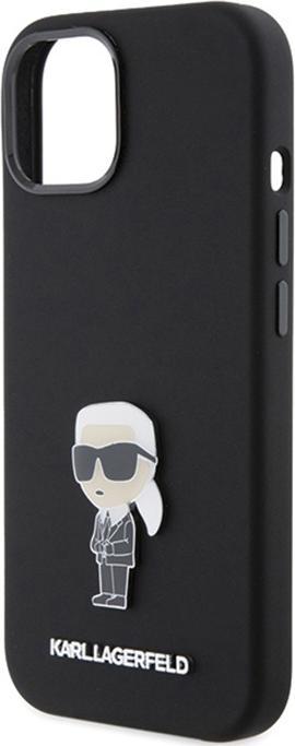 Actual product image Karl Lagerfeld KLHCP15SSMHKNPK iPhone 15 6.1" czarny/black Silicone Ikonik Metal Pin (Apple iPhone 15)