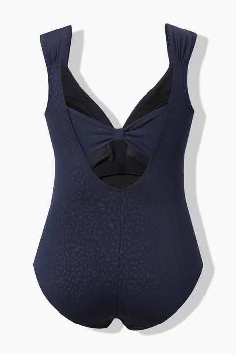 Actual product image Ulla Popken Leopard Jacquard Front Lined Swimsuit (52)