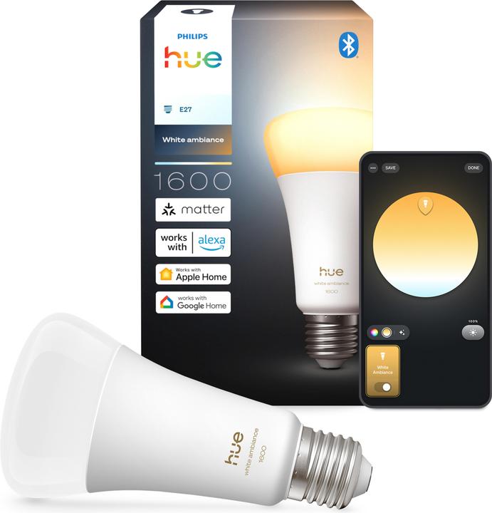 Produktbild Philips Hue A60 - E27 pre - 1600 - 1-pak (E27, 11.80 W, 1600 lm, 1 x, D)