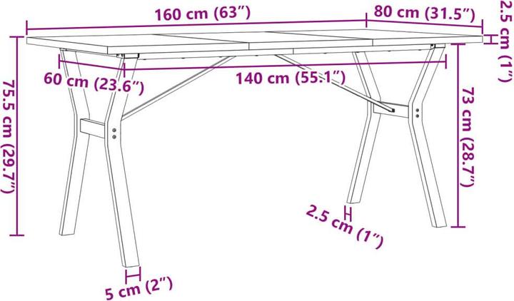 Image du produit vidaXL Esstisch (160 x 80 x 75.50 cm)