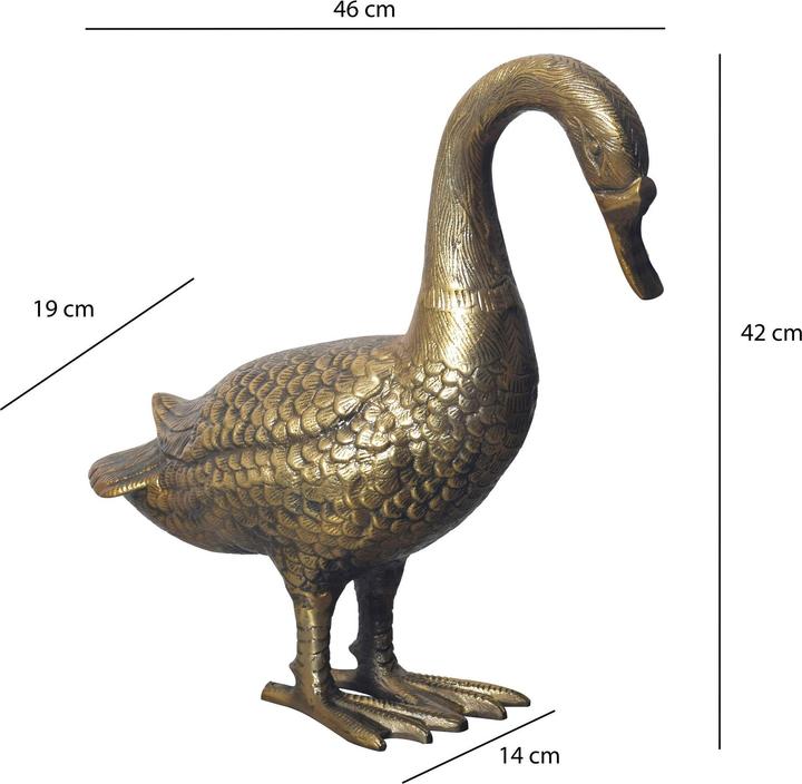 Actual product image FineBuy Dekofigur Deko Gans Gold 46 cm Aluminium Statue Wohndeko Dekoration