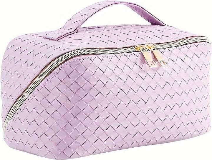 Actual product image Only-Bags.Store Spacious waterproof faux leather make-up bag with handle - portable travel cosmetics organiser with