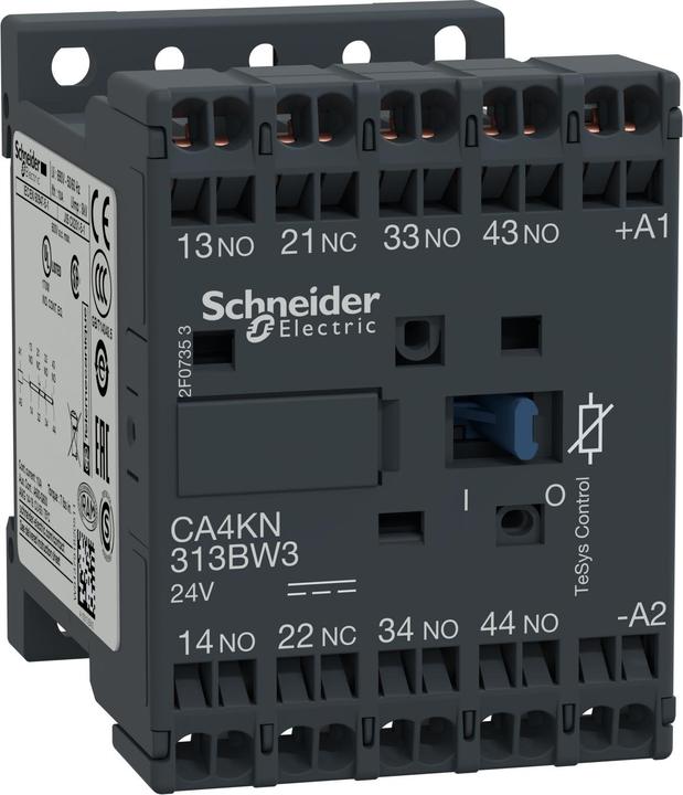 Schneider Electric Auxiliary contactor, 3S+1NC, 24V DC, 1.8W CA4KN313BW3