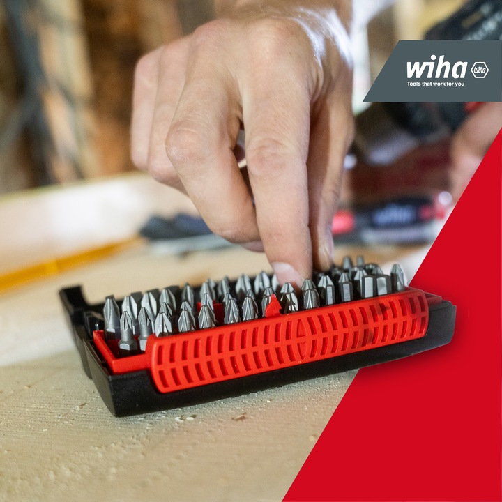 Actual product image Wiha Bit Set Collector Standard 25 mm 61 pcs. 1/4" C6.3 I in box (4.5, 5.5, 6, 8 mm)