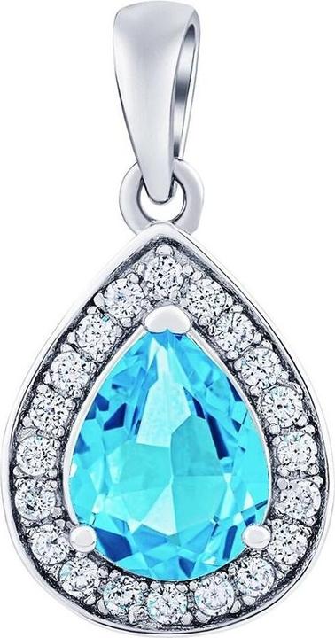 Silvego BRISA Ciondolo in argento con topazio blu svizzero e zirconi brillanti JJJ1141PTS (Argento)