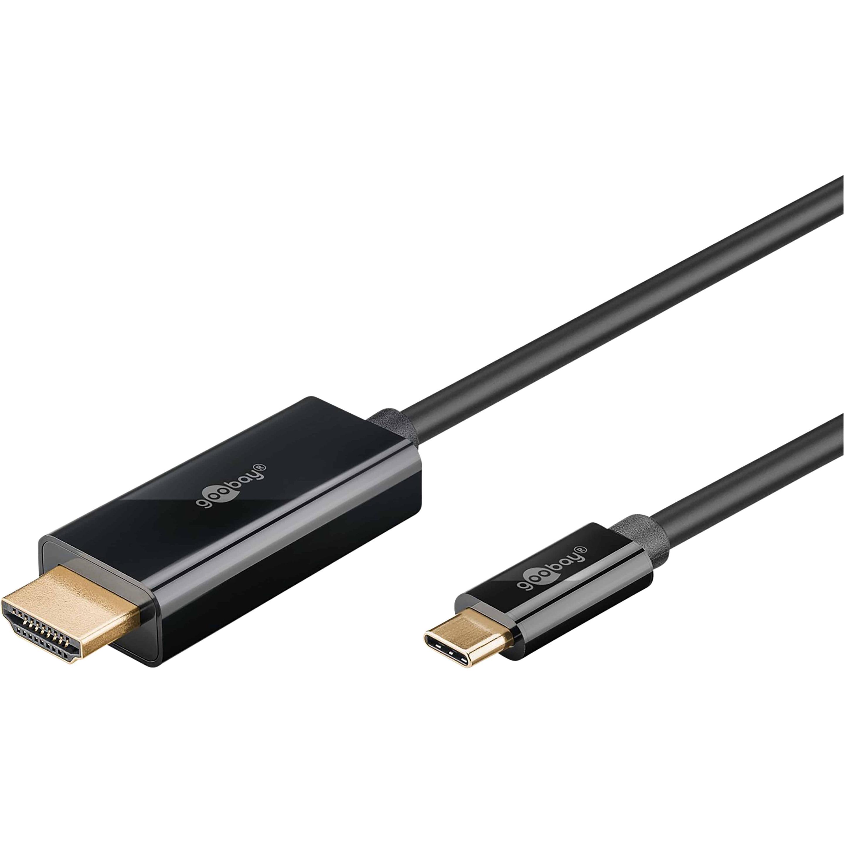 Thumbnail - Goobay USB-C-auf-HDMI-Kabel 4K @ 60 Hz, 1 m, schwarz (1 m, HDMI), Video Kabel