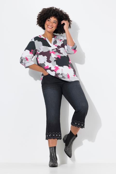 Produktbild Angel of Style 7/8-Jeans, Flared Fit, Lochstickerei, Zierperlen am Schlagsaum, 5-Pocket (46)