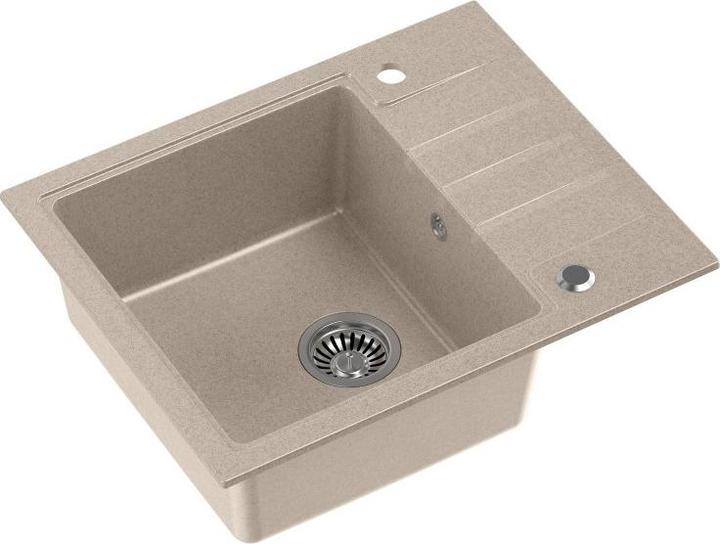 Actual product image Steiner PETER 116 Steingran beige granite sink 1 bowl without (62x50x20) with siphon and plug (62 cm, 50 cm)