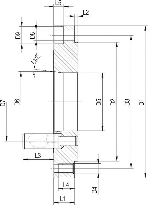 Actual product image Röhm Stahl-Zwischenflansch nach DIN ISO 702-2 Flanschgrösse 8 Ø 225 futterseitig nach DIN 6350