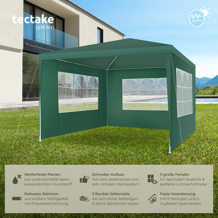 Actual product image tectake Pavilion Barinas with 3 side panels, waterproof, 3x3m (300 cm, 300 cm)