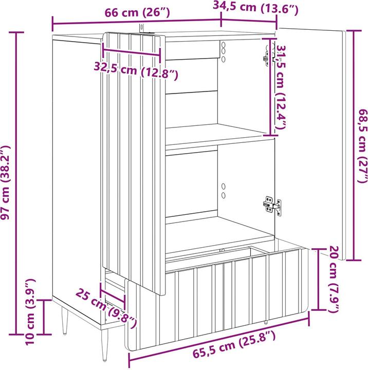 Image du produit vidaXL Sideboard (34.50 x 34.50 x 97 cm)
