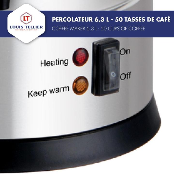 Image du produit Louis Tellier Percolateur professionnel pour café en grande quantité, filtre intégré et sécurité thermique