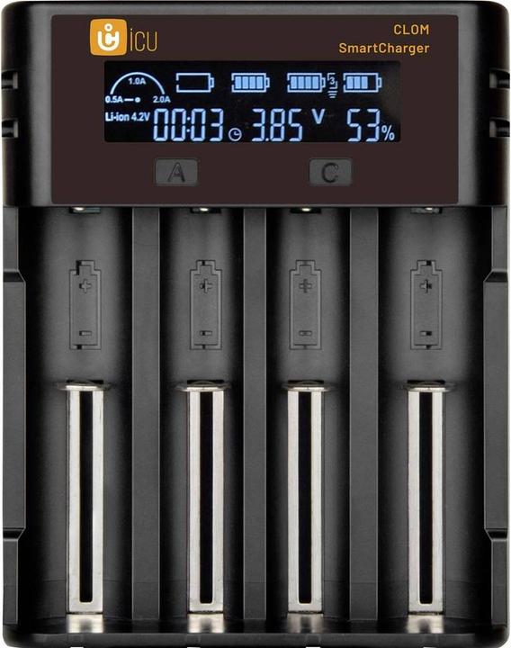 Productafbeelding ICUserver ICU SmartCharger Ladegerät LiIon, NiMH, NiCd 14500, 16340, 18350, 18650, 21700 (1 Pcs., Lader zonder batterij)