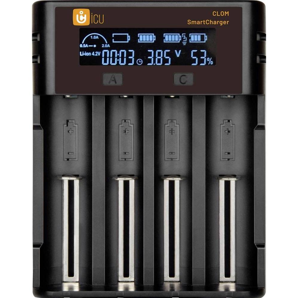 ICUserver ICU SmartCharger Ladegerät LiIon, NiMH, NiCd 14500, 16340, 18350, 18650, 21700 (1 pz., 14500, 16340, 18350, 18650, 21700, 26650, Caricabatte