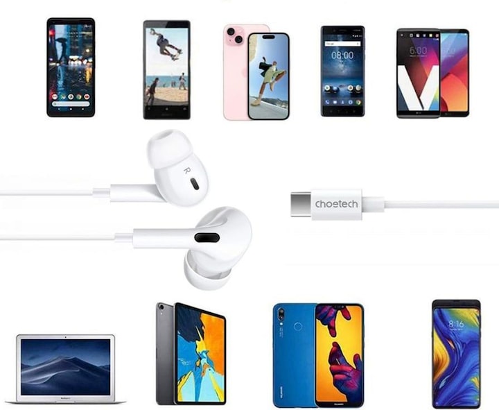 Produktbild Choetech USB-C In-Ear Headphones 1.2m - White (Kabelgebunden)